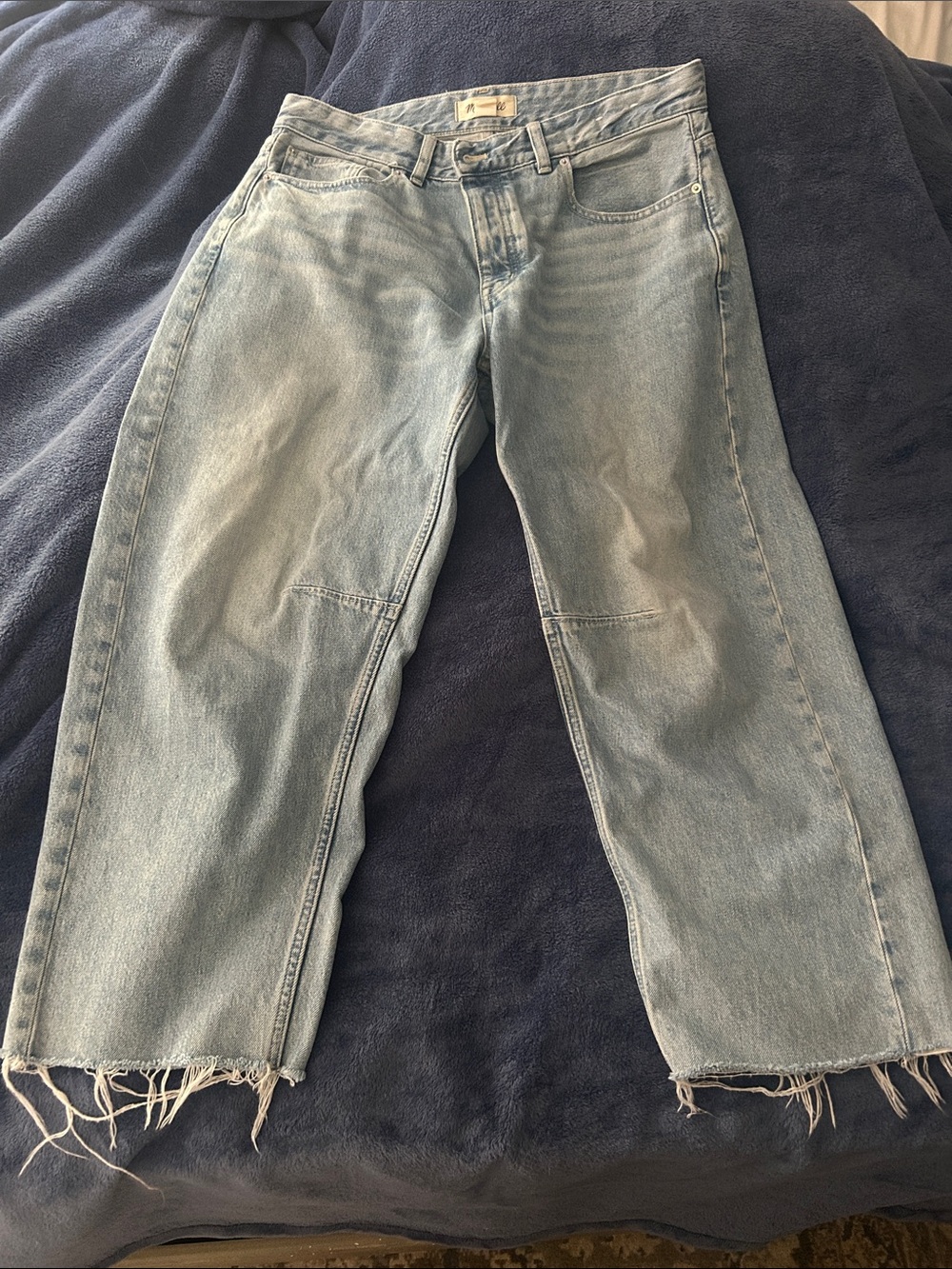 Madewell Light Wash Straight Jeans with Frayed Hem